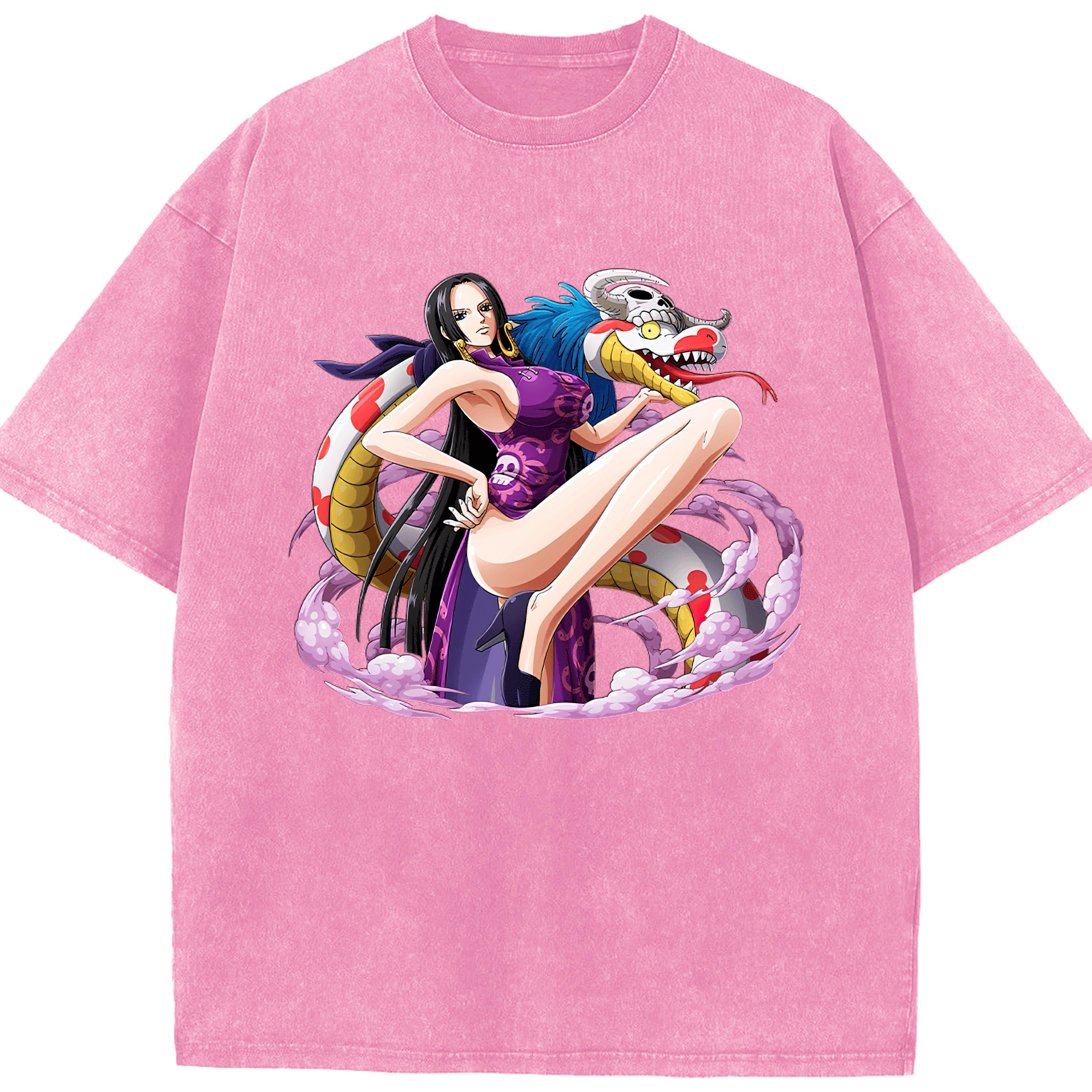 ワンピース ボア・ハンコック ONE PIECE Boa·Hancock 綿100% ヴィンテージ風 半袖Tシャツ（フロントプリント）